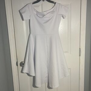 Sarin Mathews Womens Small Off The Shoulder Short Sleeve Cocktail Skater Dress